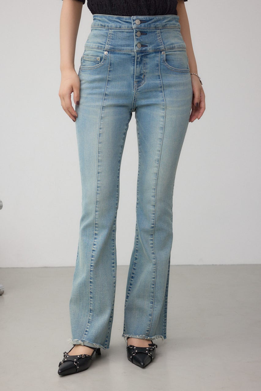AZUL BY MOUSSY | AZUL DENIM ハイウエストボタンフレアデニム (フレア
