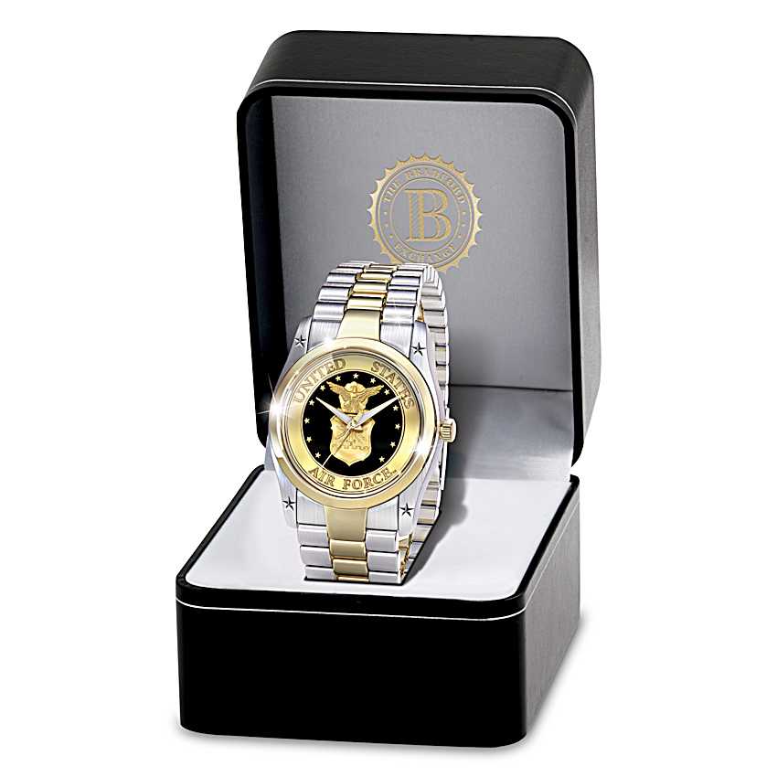 U.S. Air Force Mens Two-Tone Stainless Steel Watch Featuring The