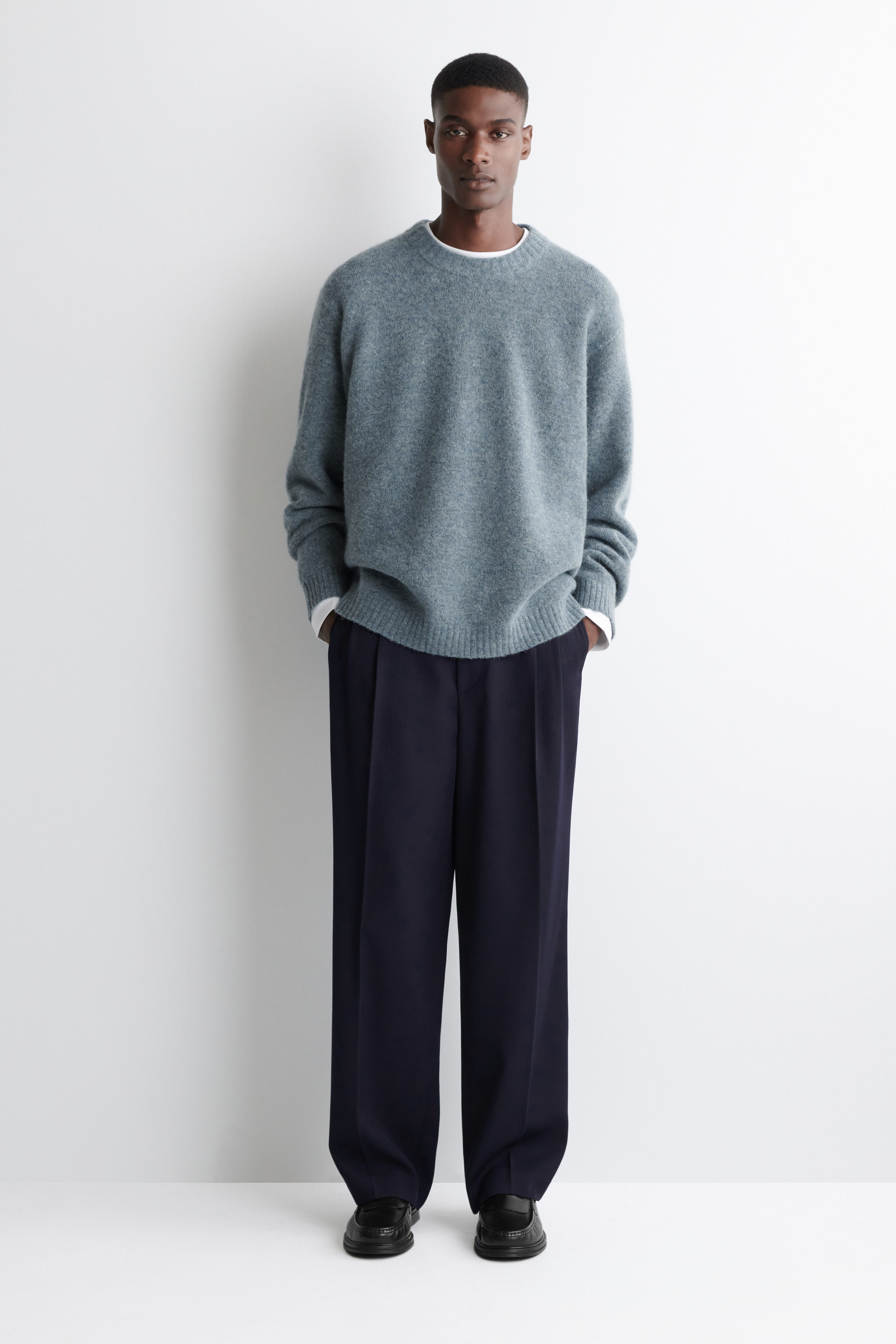 OVERSIZED ALPACA-BLEND CREW-NECK SWEATER - BLUE MÉLANGE | COS