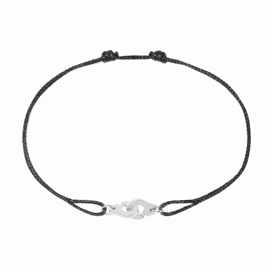 Mini white gold half pavé-set diamond cord bracelet - Menottes