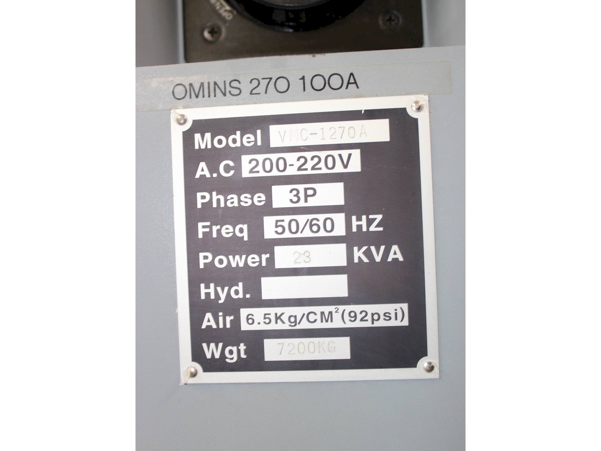 Machine's specifications - Hartford VMC 1270 Used machines - Exapro