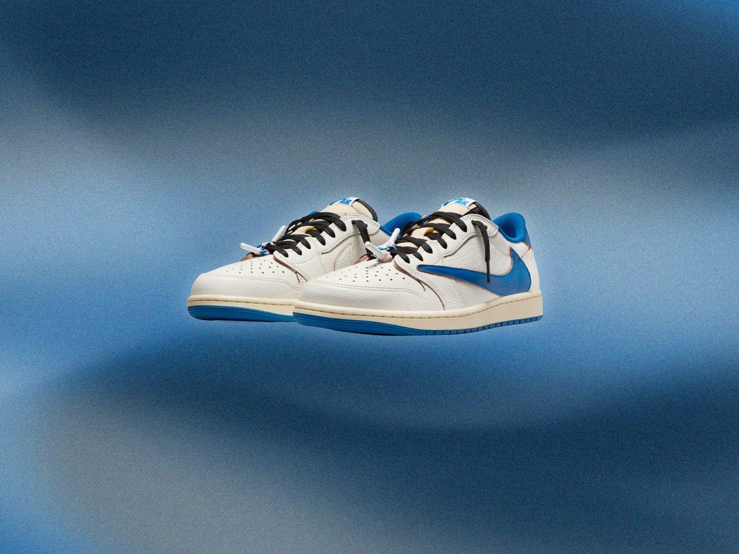 The Fragment Design x Travis Scott x Air Jordan 1 Low is a three