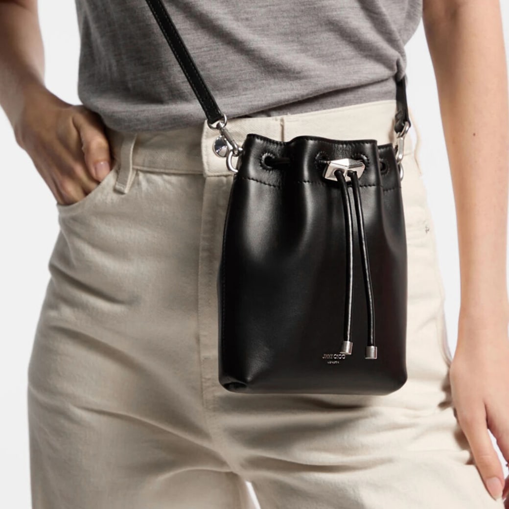 ミニ シンチ|ブラック カーフレザー・ミニバッグ| ジミー チュウ