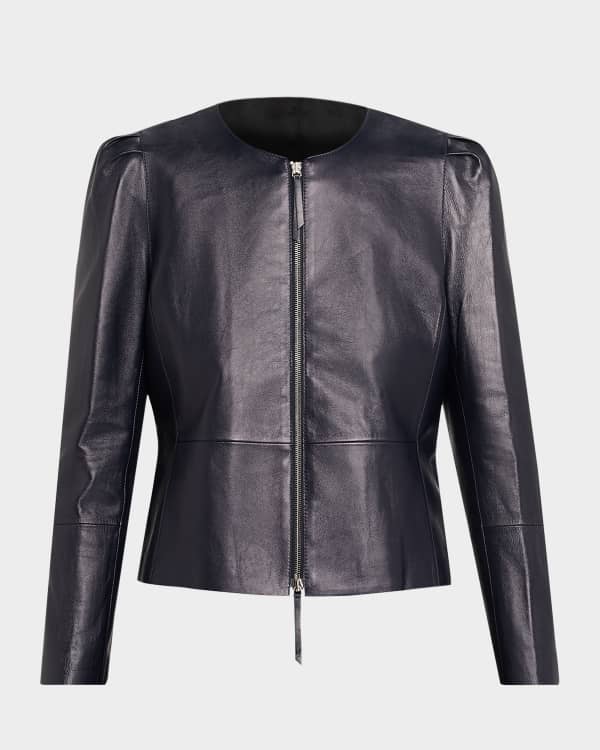 Lafayette 148 New York Zip-Front Leather Jacket | Neiman Marcus