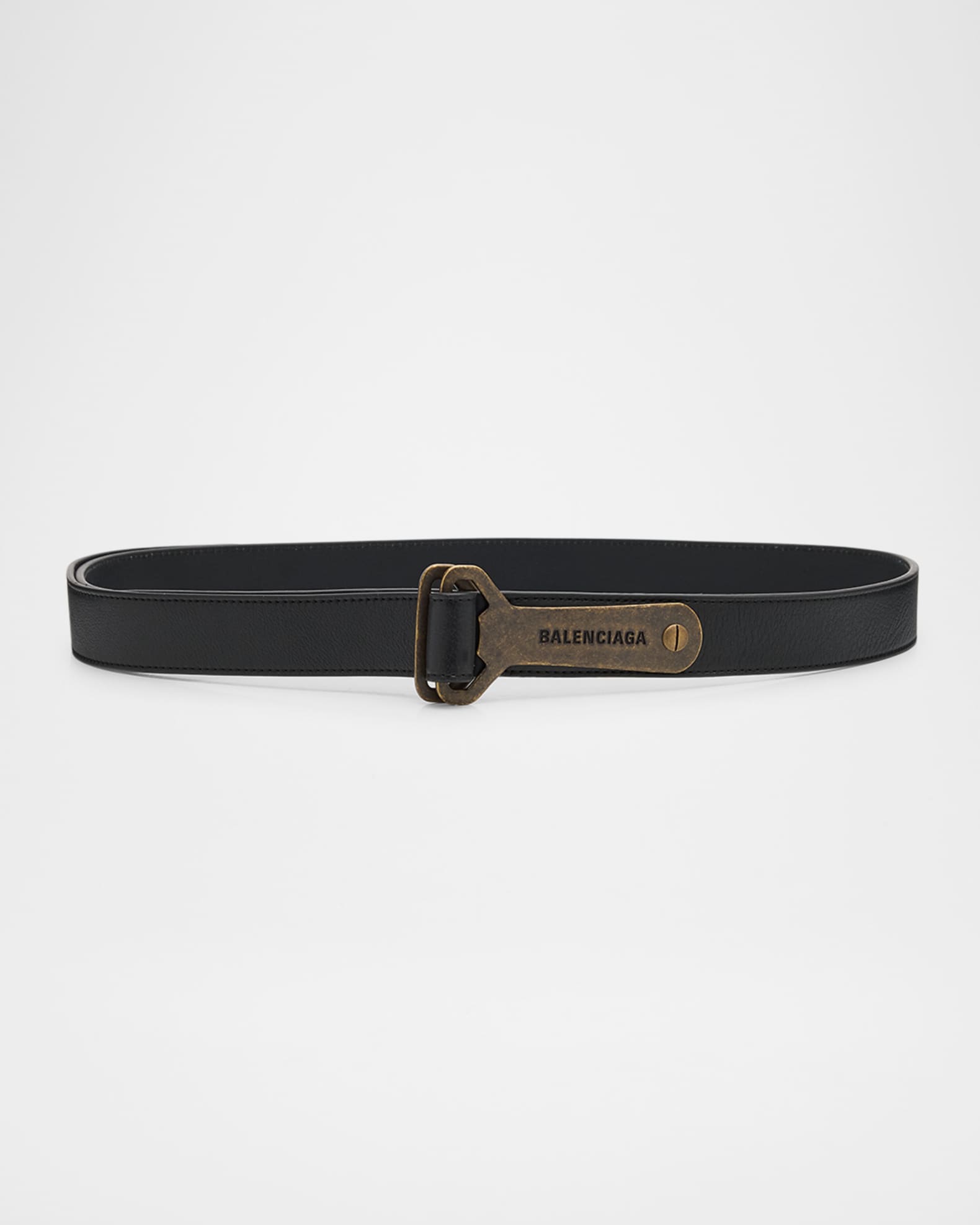 Balenciaga Men's Bottle Opener Leather D-Ring Belt | Neiman Marcus