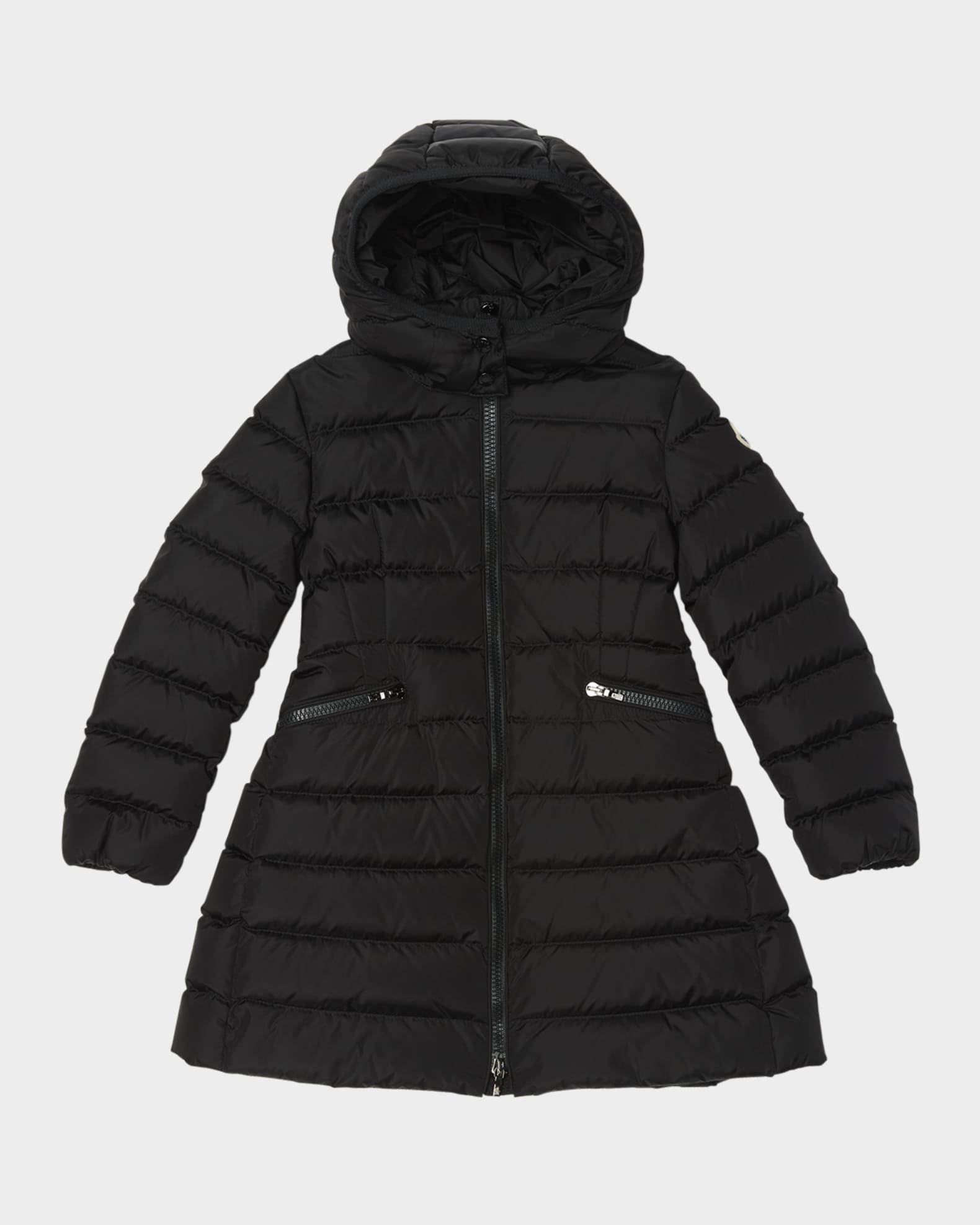 Moncler Girl's Charpal Hooded Long Down Coat, Size 12-14 | Neiman