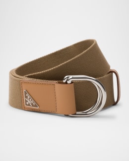 Prada Men's Antiqued Leather Western Belt | Neiman Marcus