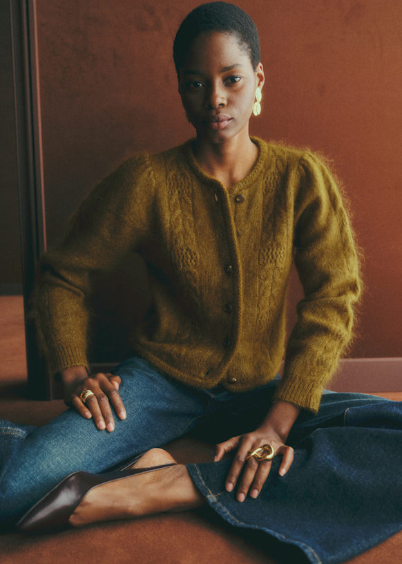 Evi Cardigan - Olive Green - Kid mohair - Sézane