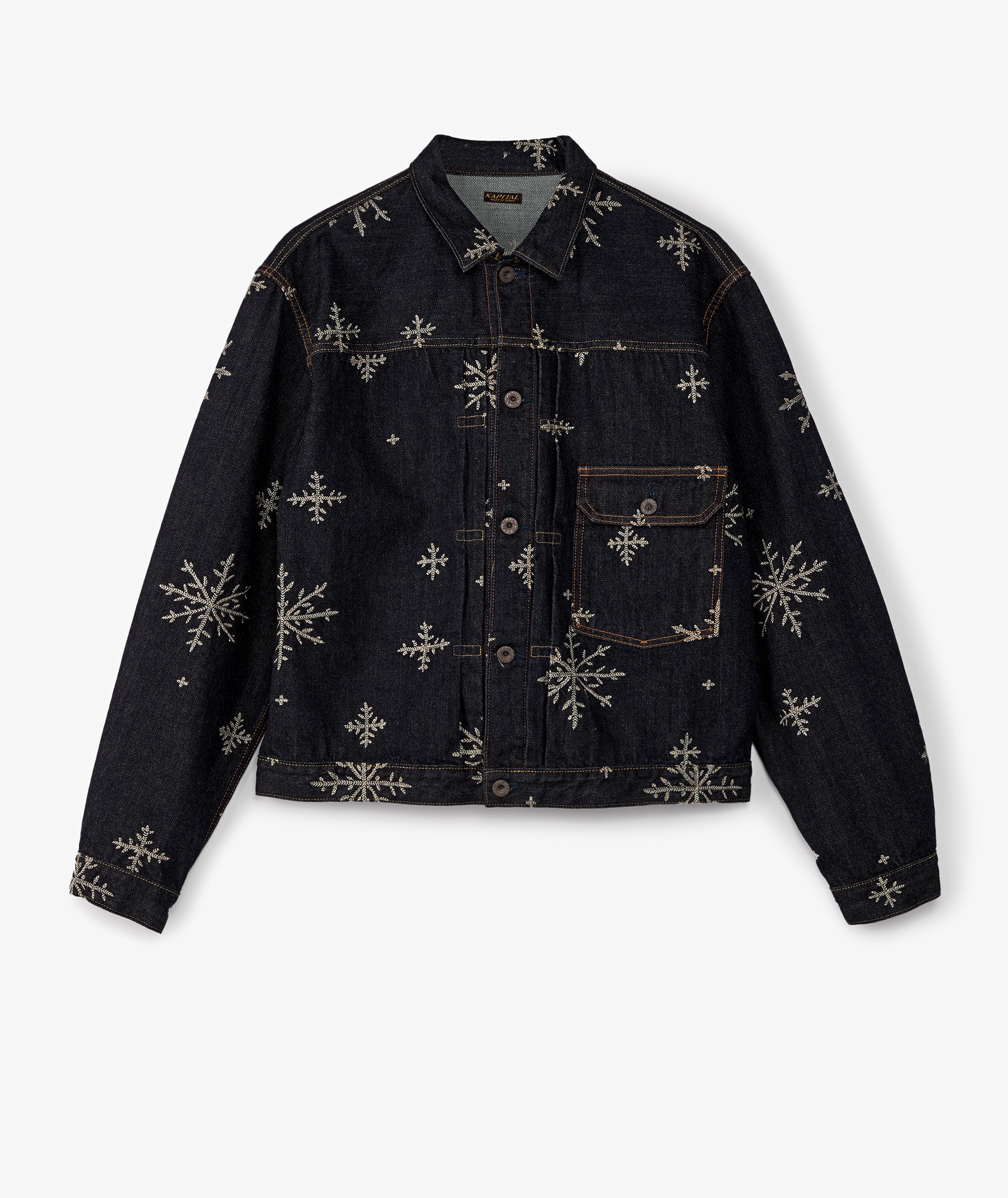 KAPITAL 14oz Denim Snow Embroidery 1st Jacket in Blue | SVD USA