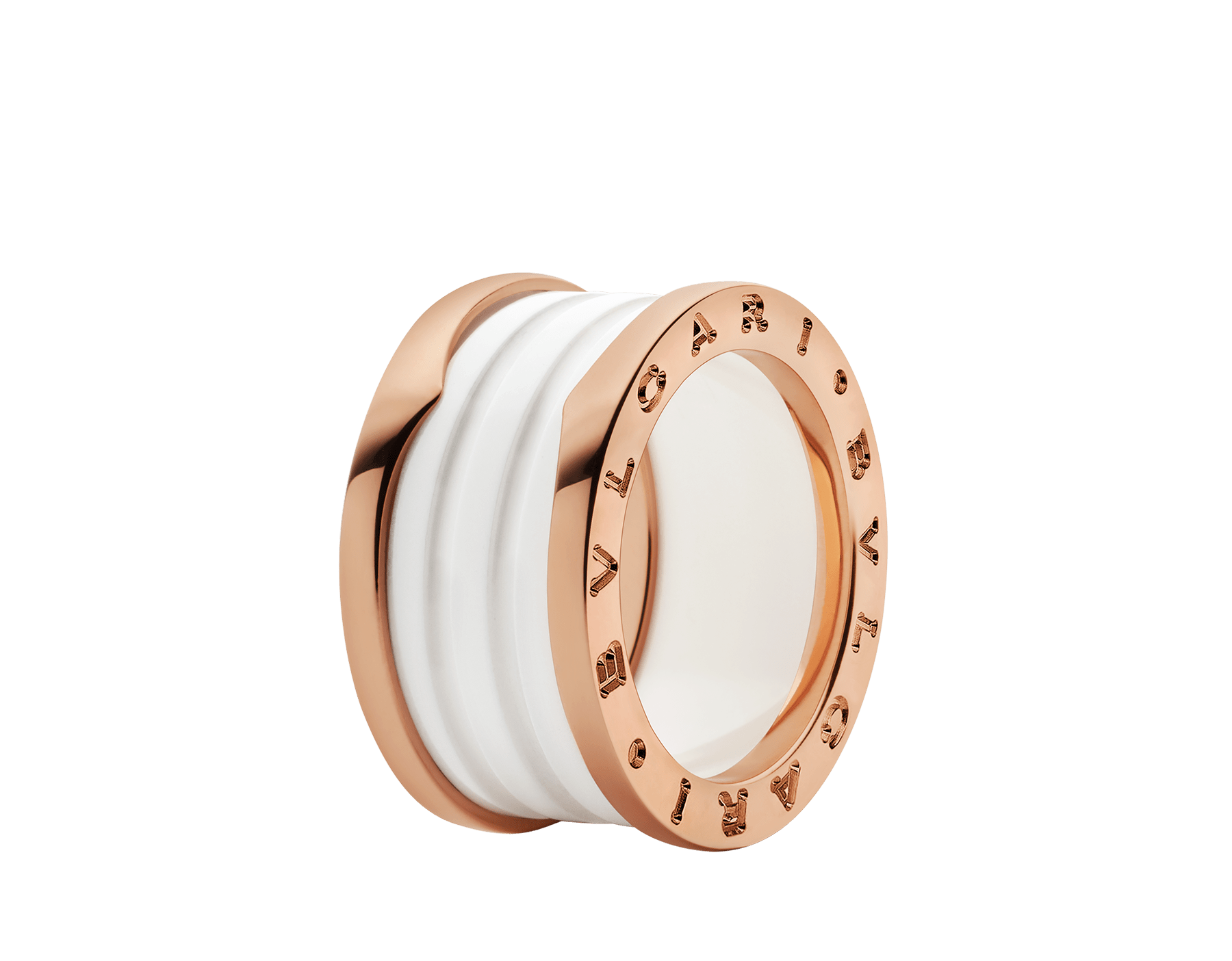 Rose gold,Ceramic B.zero1 Ring with White No Gemstones | Bulgari