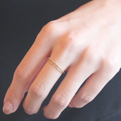 18金ゴールド-華奢シンプルリング「デュプレーツイストリング」 | 華奢