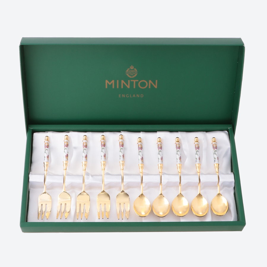 MINTON〉ハドンホール ティースプーン&ケーキフォークセット 金仕様