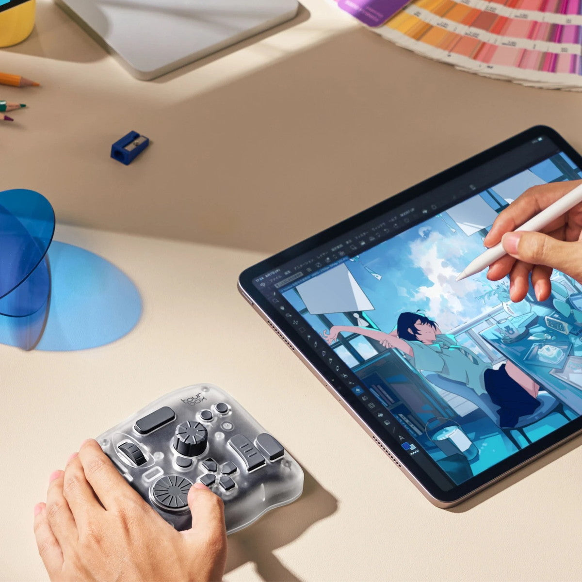 TourBox Elite Plus 左手 デバイス キーボード Bluetooth adobe iPad