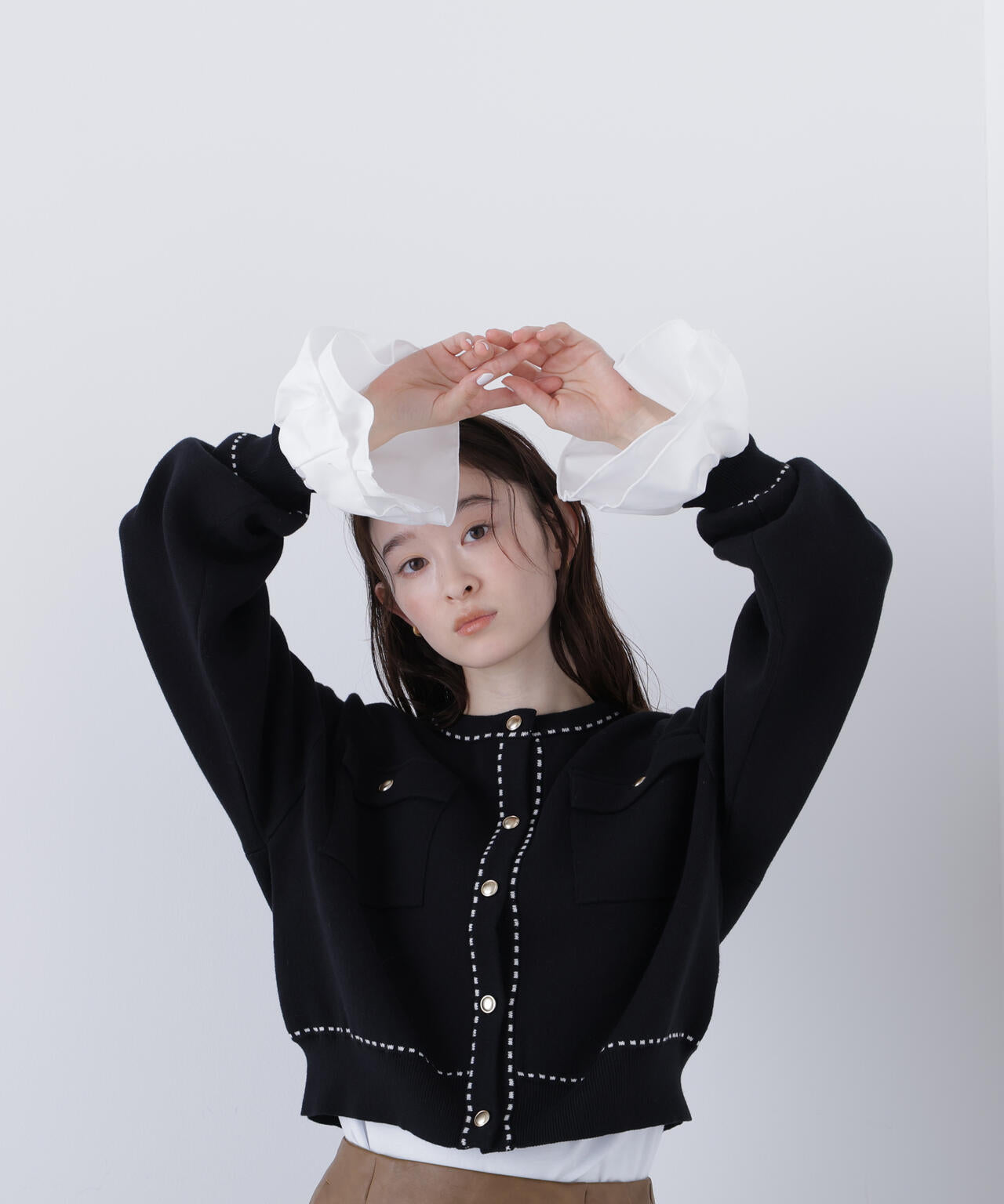 銀座インズ・mix.tokyo 限定カラー：ネイビー】ステッチニット