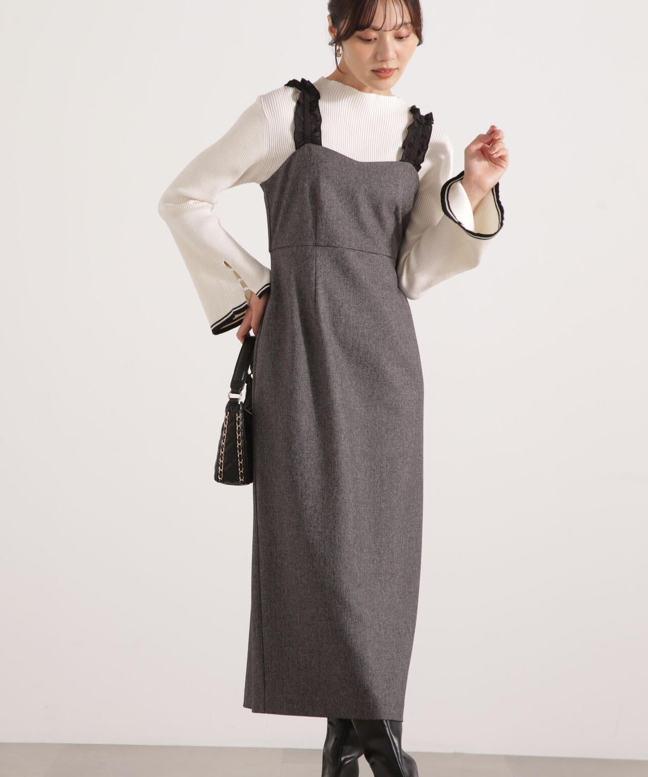 松川星さん着用】フリルショルダーワンピース | PROPORTION BODY