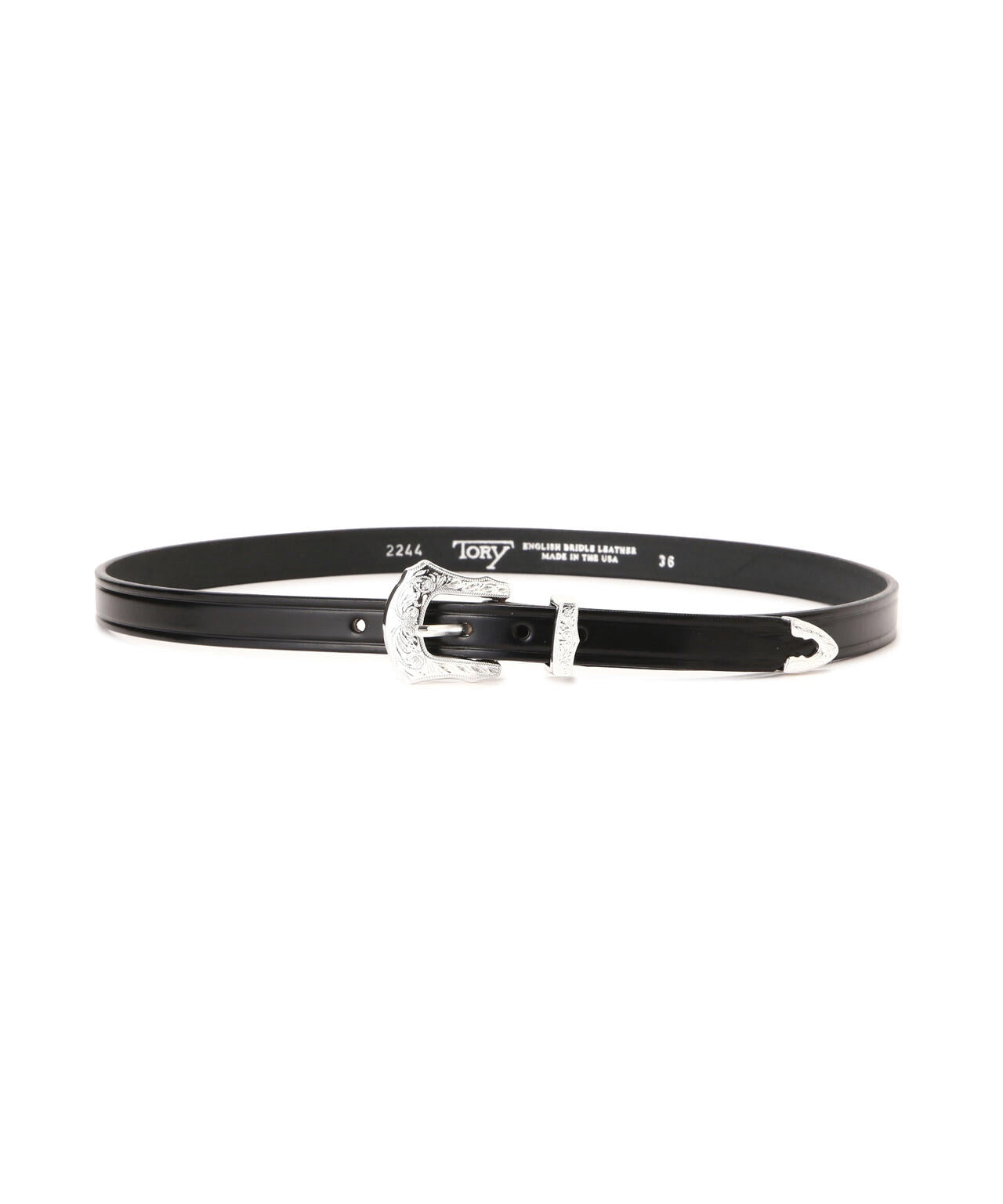 TORY LEATHER / 3/4 inch 3-Piece Silver Buckle Set Belt | B'2nd