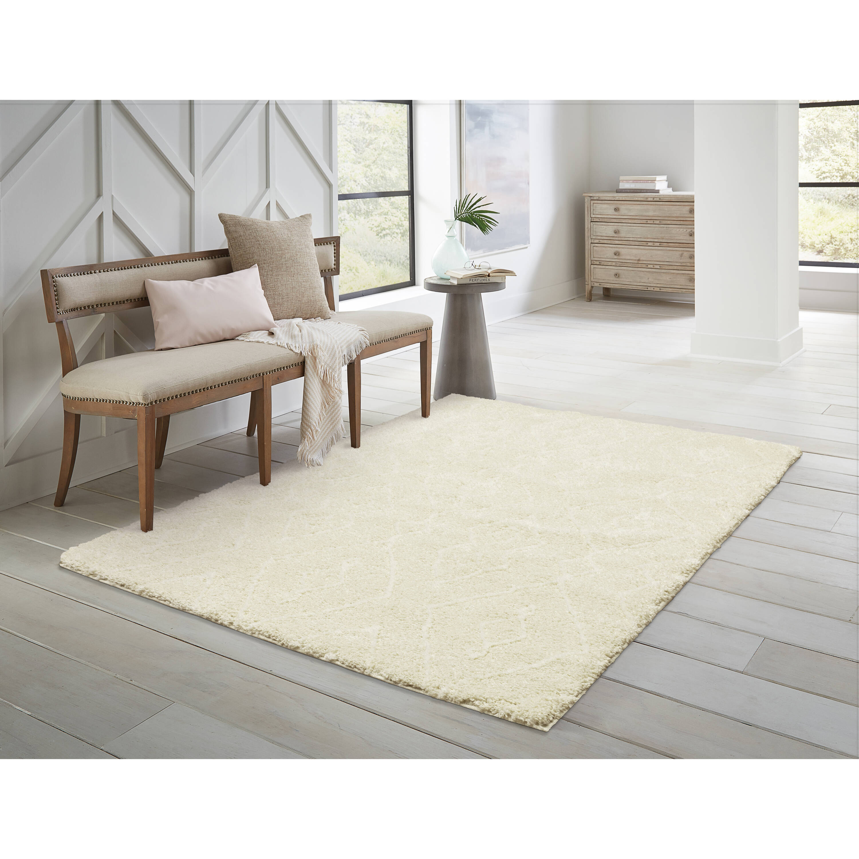 allen + roth Lucia 5 X 8 (ft) Ivory Indoor Geometric Area Rug