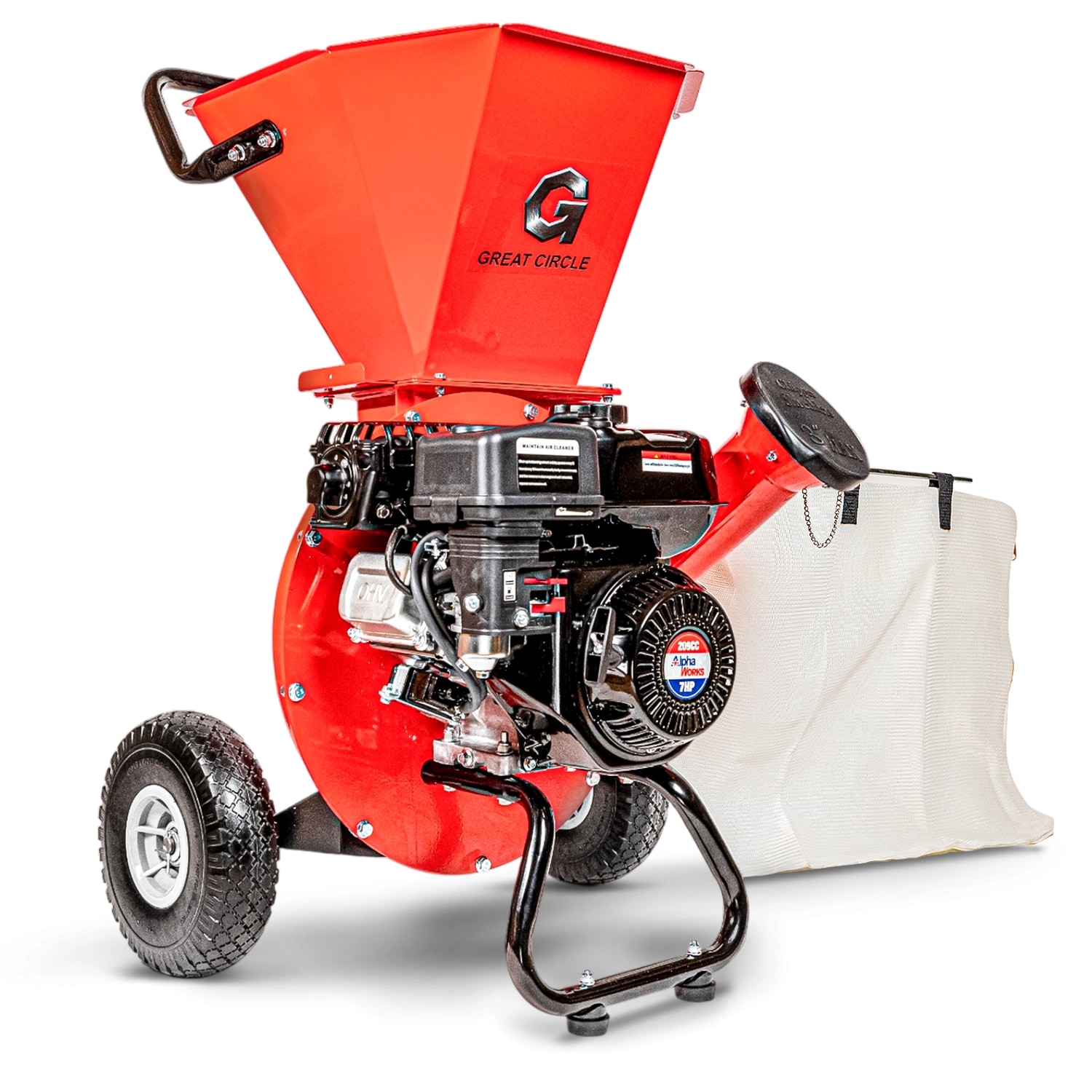 GreatCircleUSA 3-in-1 Wood Chipper, Shredder, Mulcher 7 Gas Wood