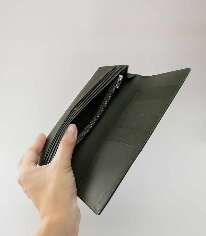 ファスナー付きササマチ長財布｜ルーガショルダー＆アースレザー
