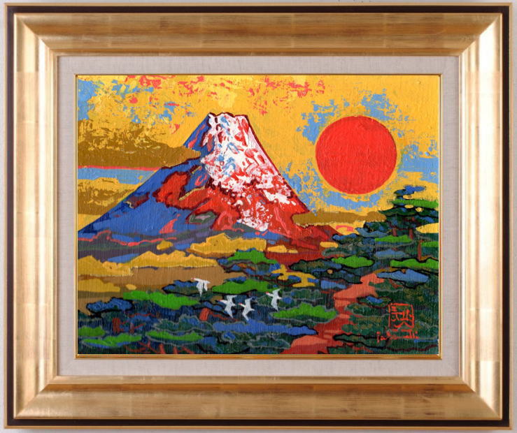 油絵の絵画で竹内春光が描いた富士山の絵の油絵「富岳旭日」をご購入