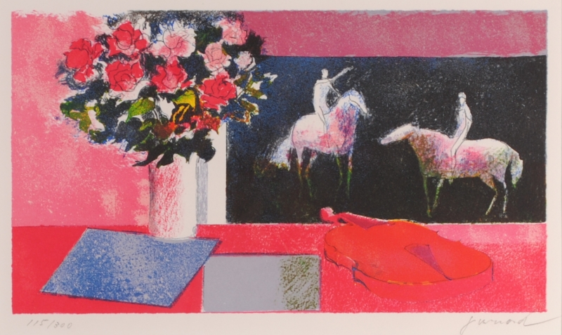 馬の絵画をリトグラフの版画で制作したポール・ギヤマンの馬の絵「馬と