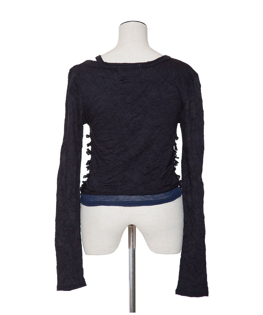 WRINKLE SIDE RIBBON TOP｜muller of yoshiokubo(ミュラーオブ