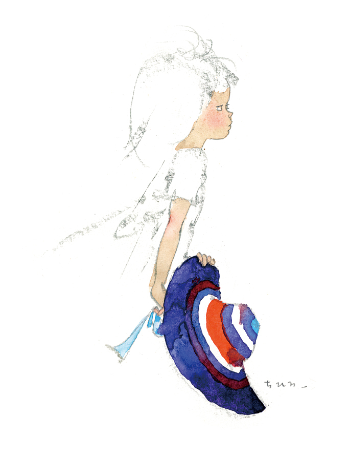 青いつば広帽子を持つ少女 - ピエゾグラフによる わたしの好きなちひろ展