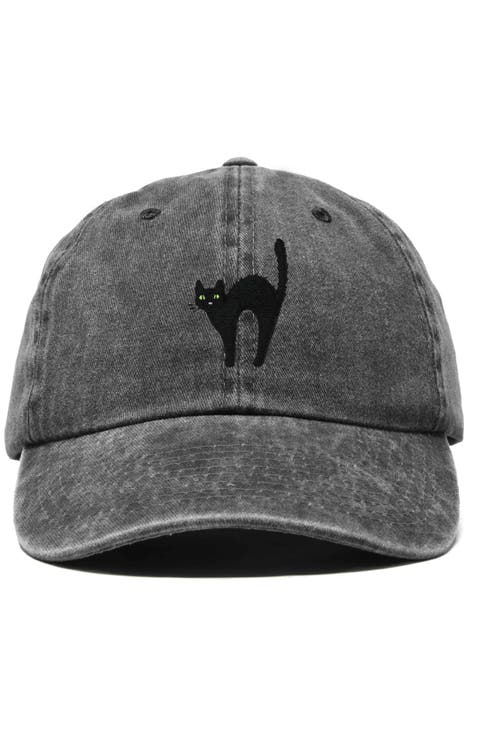 Dalix Black Cat Embroidered Casual Hat | Nordstrom