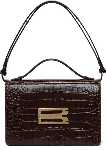 Victoria Beckham Dorian Croc Embossed Leather Shoulder Bag | Nordstrom