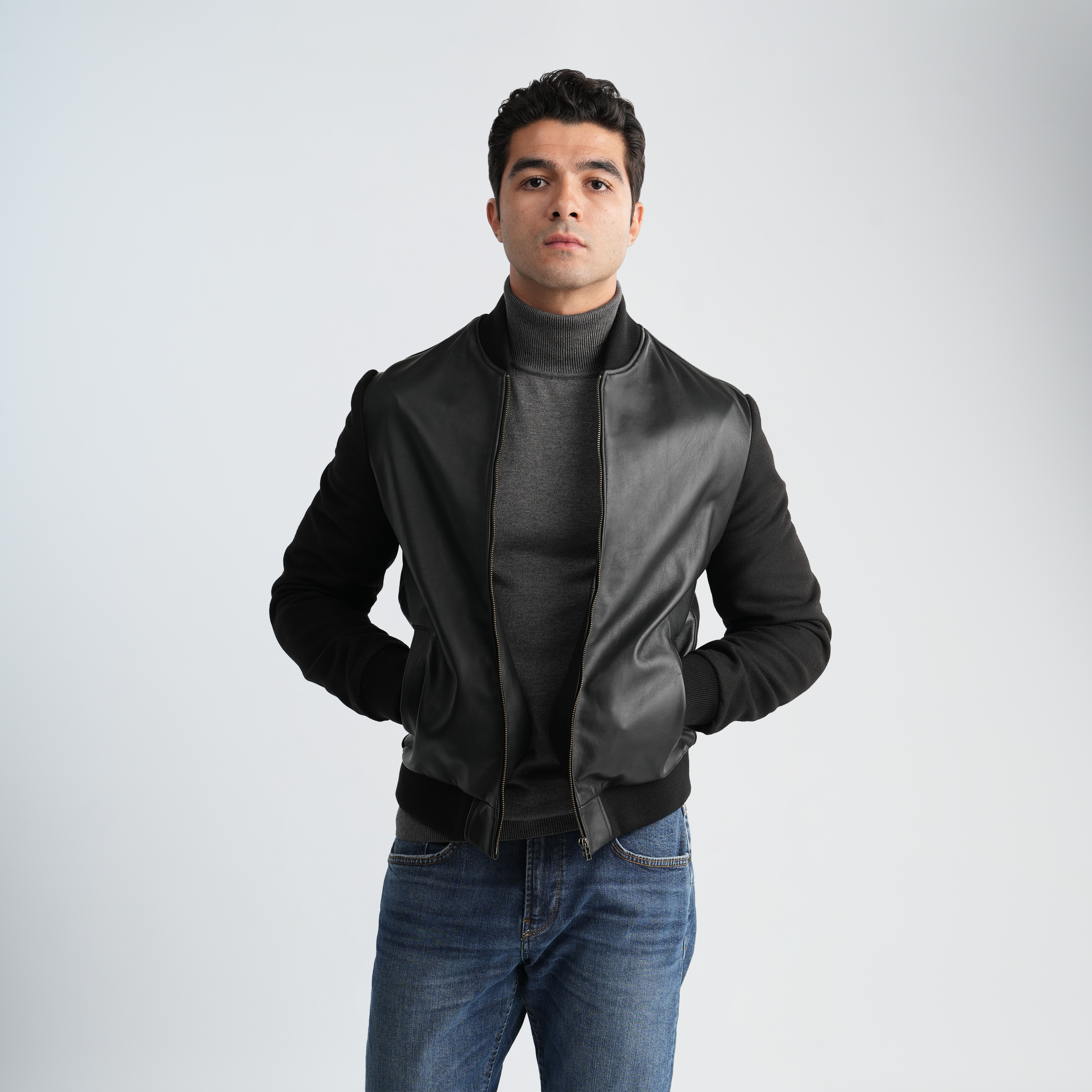 Men's Black Leather Jacket-MLJ-40 - Naga Homme – nagahomme