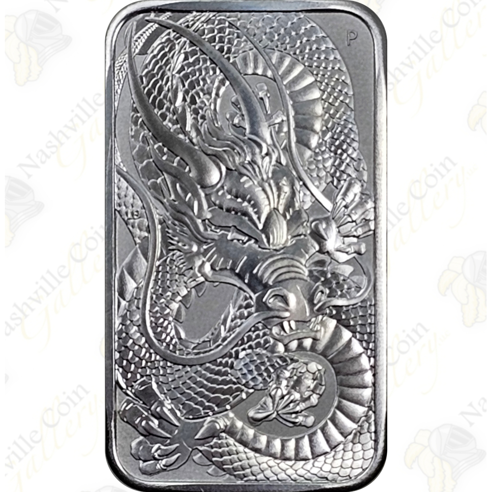 2021 Australia 1 oz .9999 fine silver Dragon bar -- SKU #47321