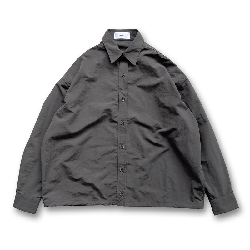 ARCHIVE】loose silhouette nylon shirt / charcoal（ルーズシルエット