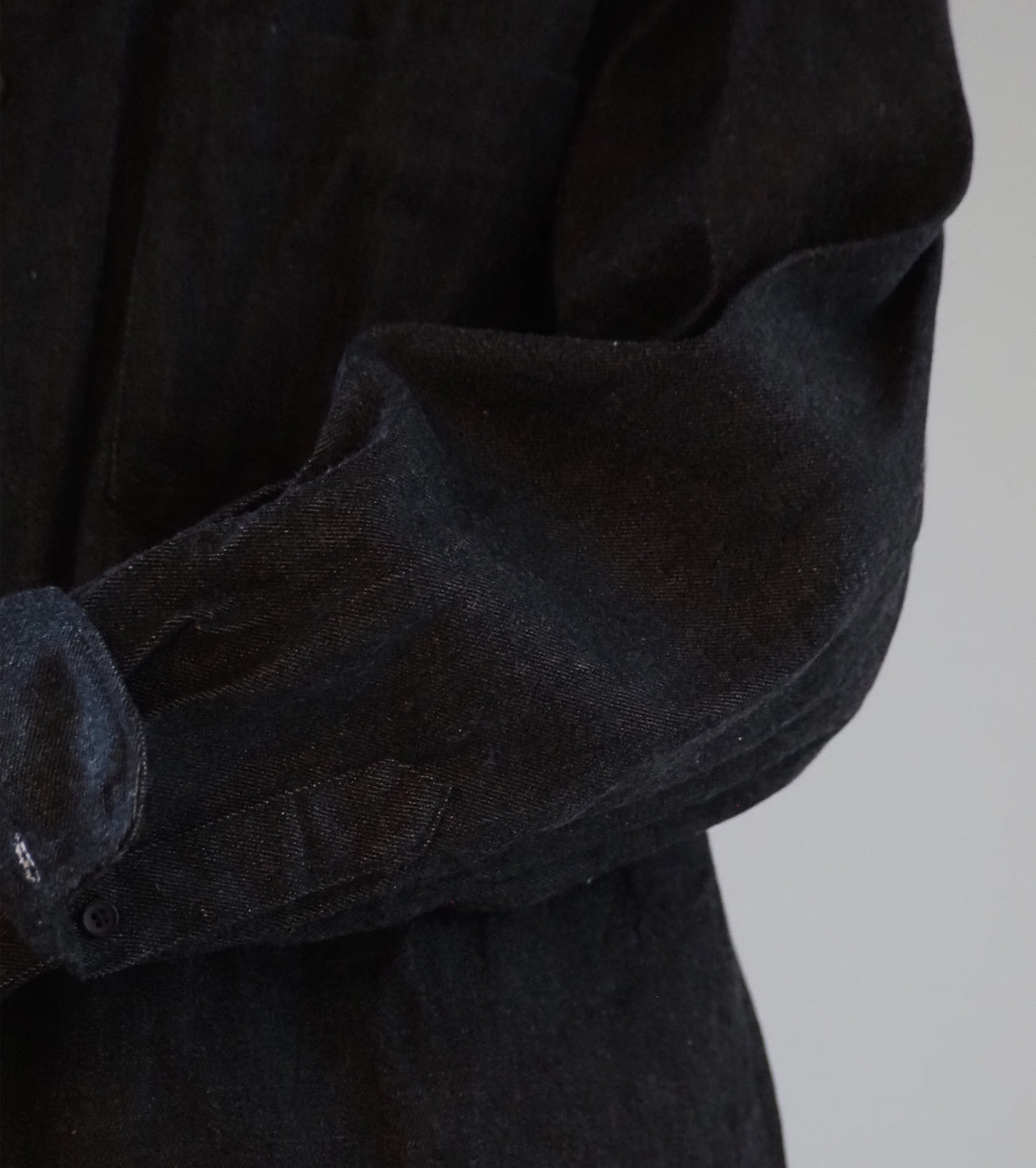 COMOLI デニム コモリ シャツ , Black/Ecru – Navyblue