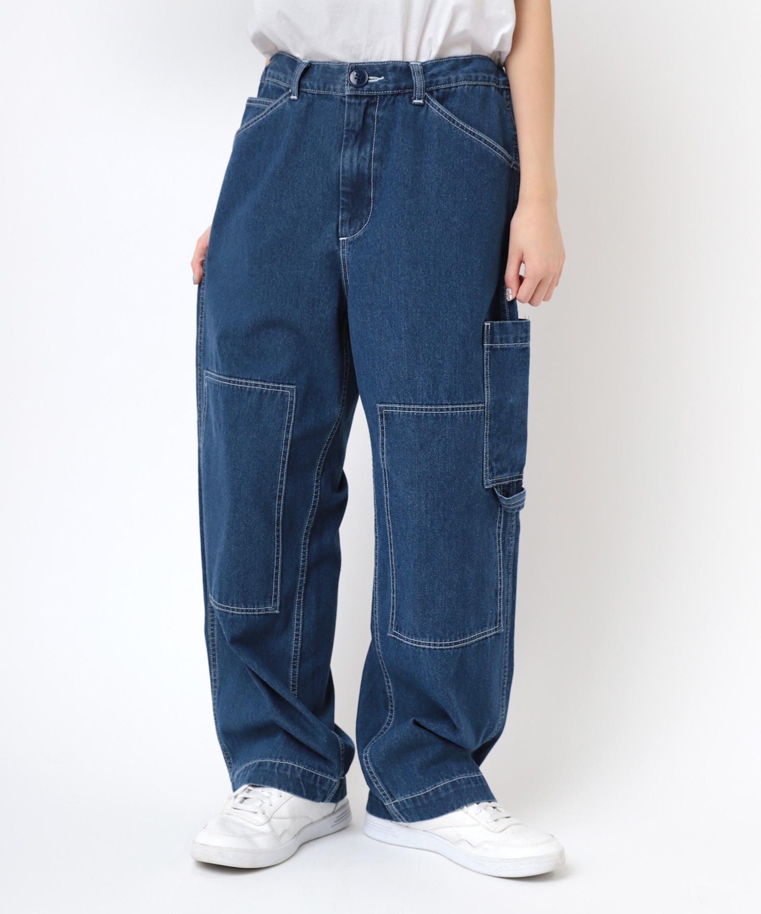 R4292 スクエアパッチワークパンツ(M インディゴブルー): パンツ - RNA