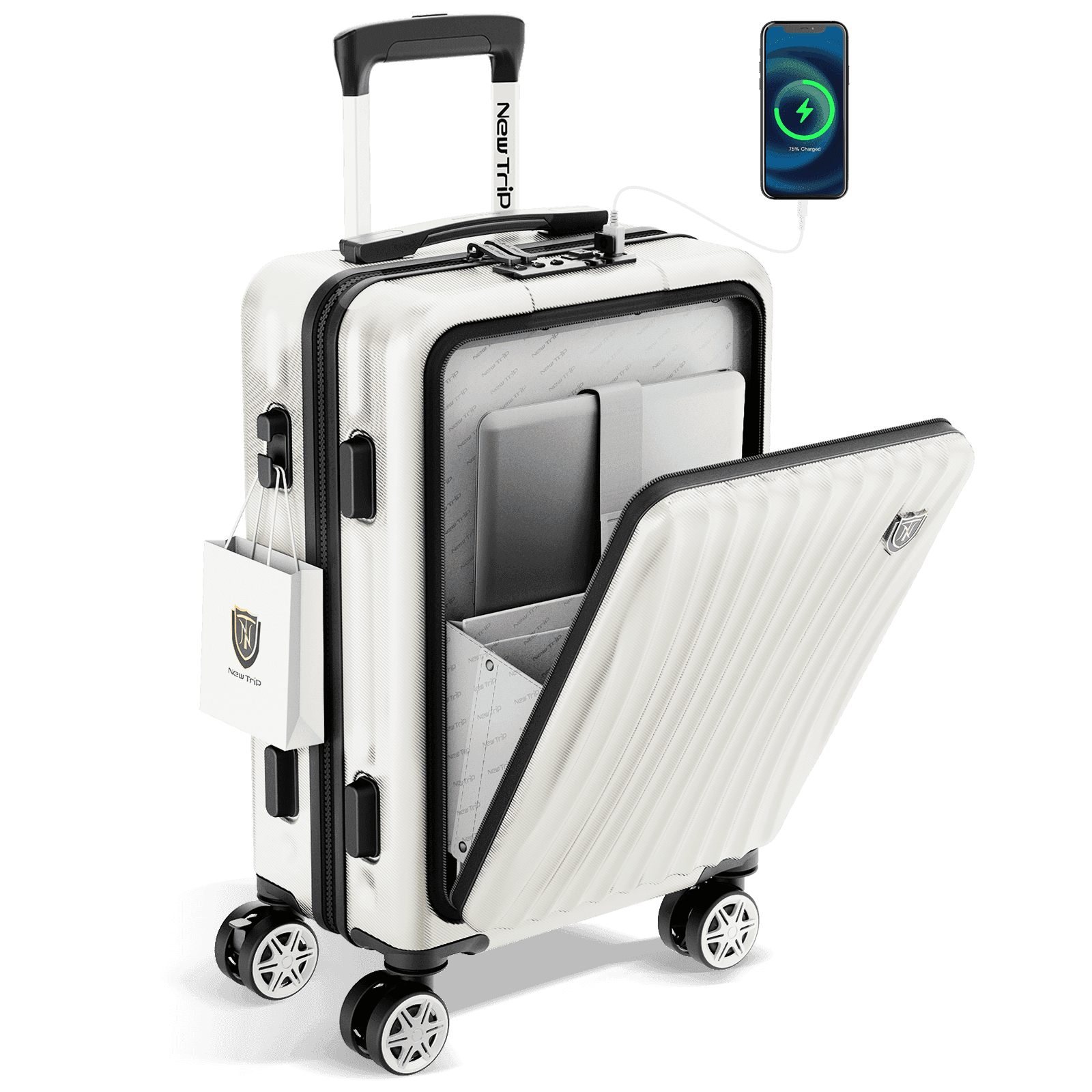 New Trip] 機内持ち込み スーツケース フロントオープン式 0702