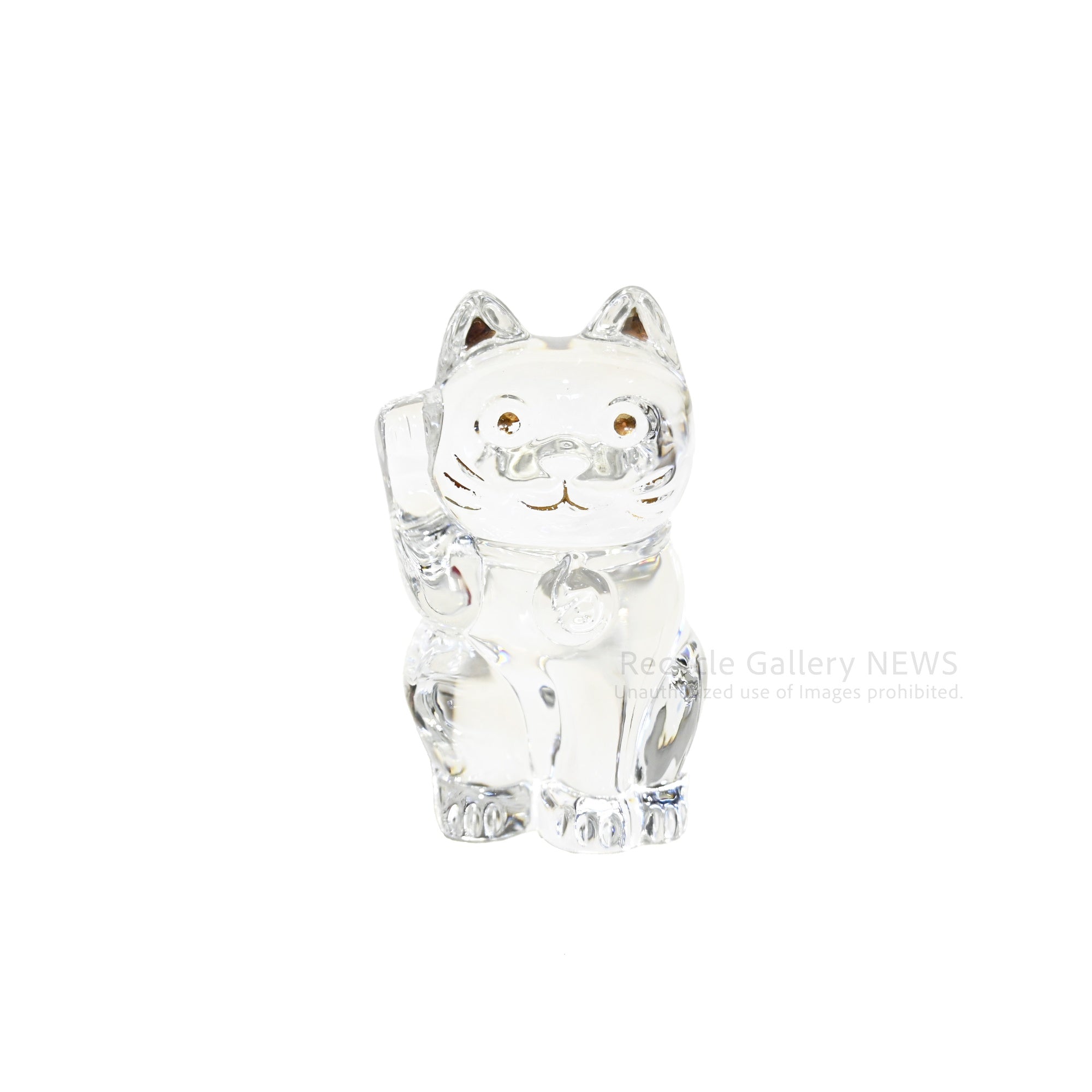 Baccarat Maneki-Neko Lucky Cat Fortune Cat Clear Crystal Glass