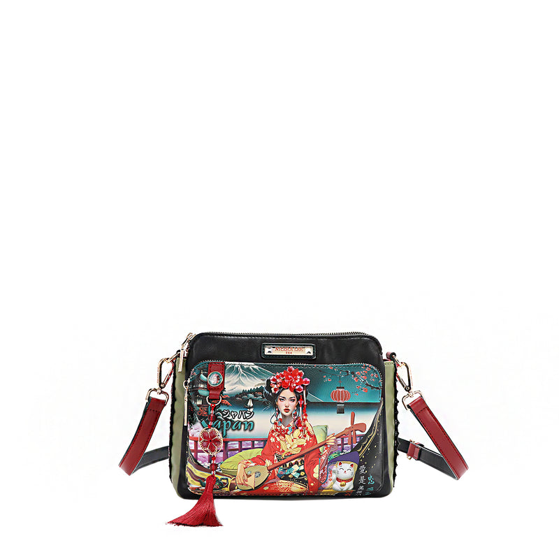 Akiko La Belleza Crossbody with 3 Compartments, Embellished with