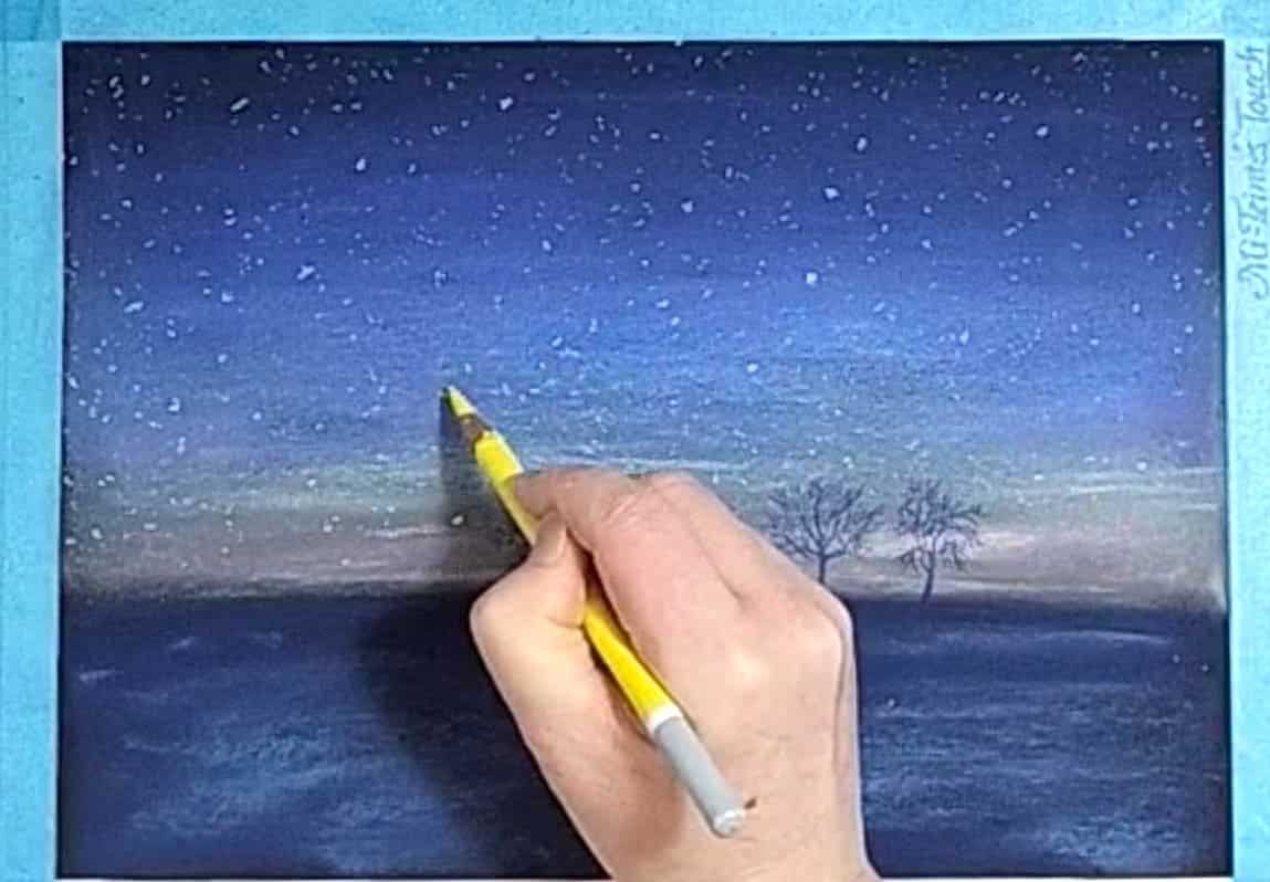 夜空・星空の書き方【ソフトパステル＋パステル色鉛筆】／夜空