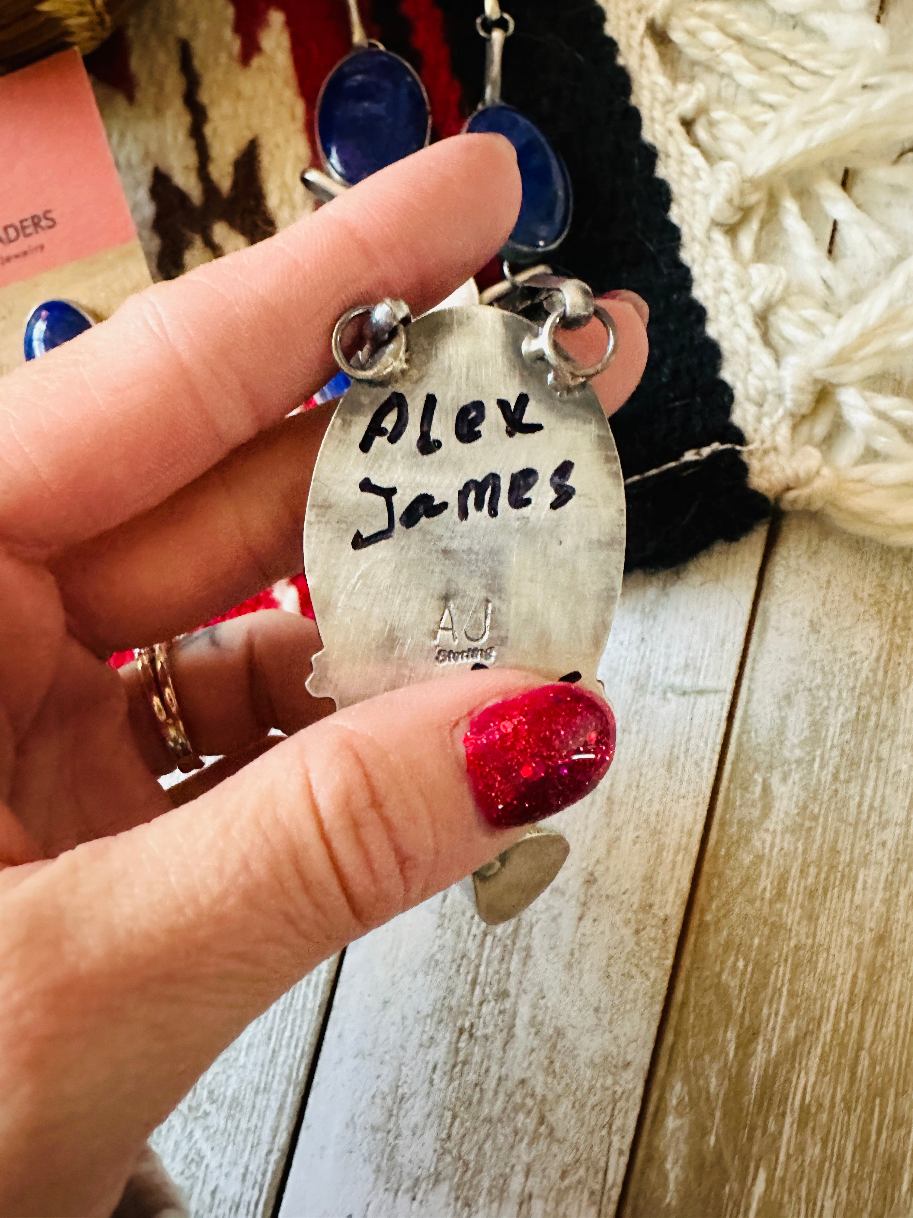 Handcrafted Lapis & Sterling Silver Necklace and Earring Set by Alex J