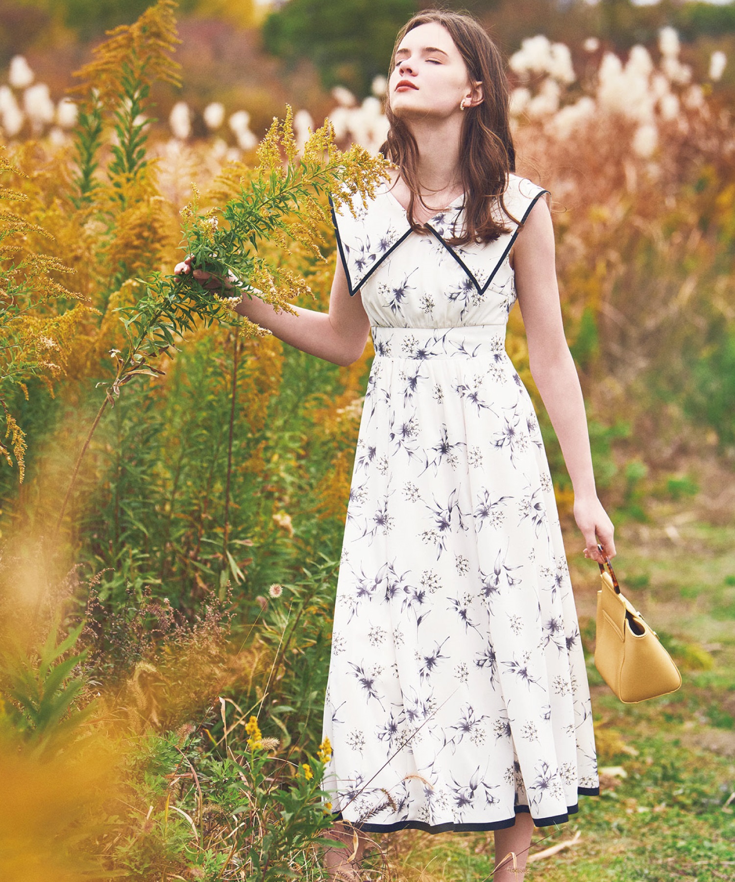 フラワープリントセーラーカラーワンピ | ロングワンピース | NOELA