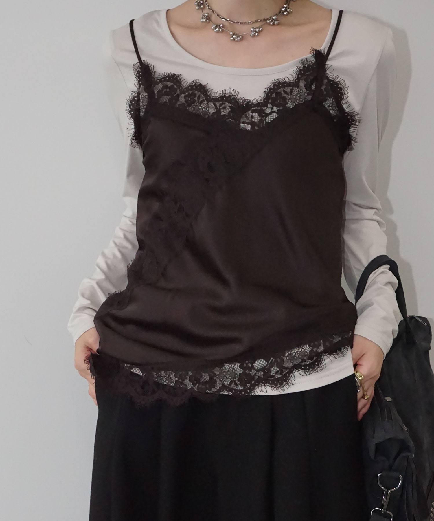 レーストリムサテンキャミソール chw26s006-ファッション通販サイト