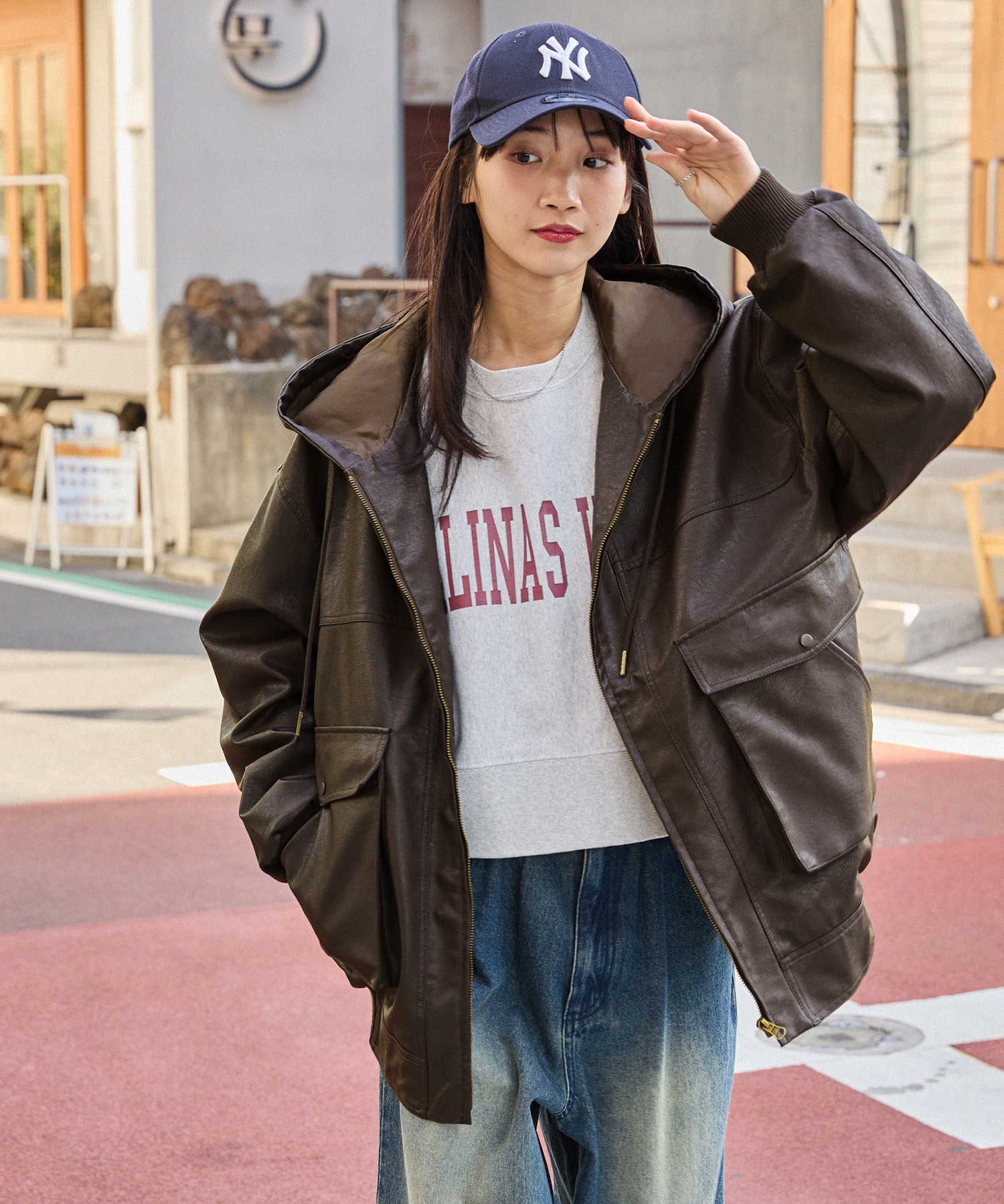 オーバーサイズヴィンテージライクフードブルゾン MONO-MART│MONO