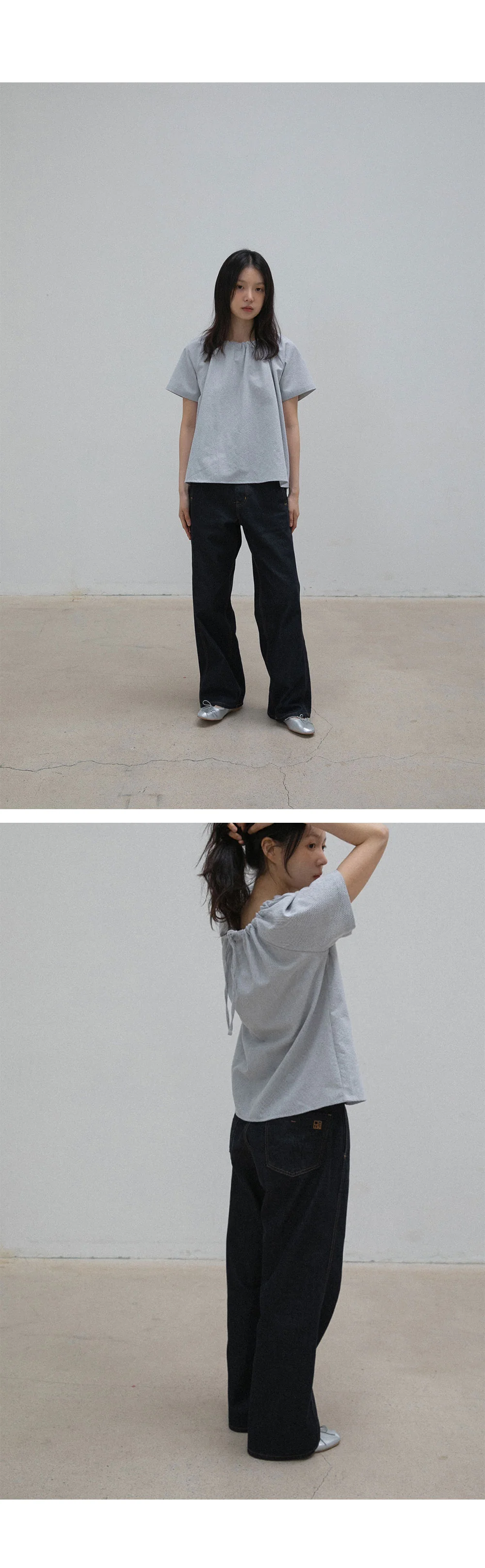 wide stitch jeans | OHOTORO