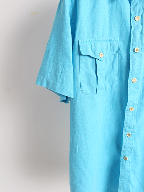 USED】RALPH LAUREN SHORT SLEEVE COTTON LINEN SAFARI SHIRT size-L