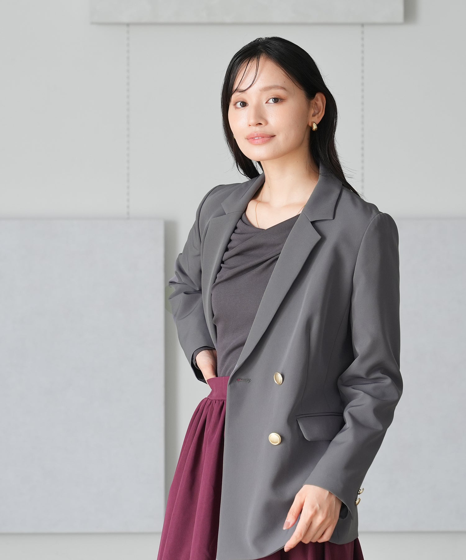 ダブルブレストジャケット(チェック柄・無地)