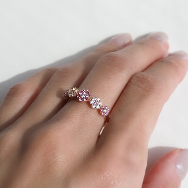 K18PGピンクサファイア/ダイヤモンドリング | ポンテヴェキオ公式