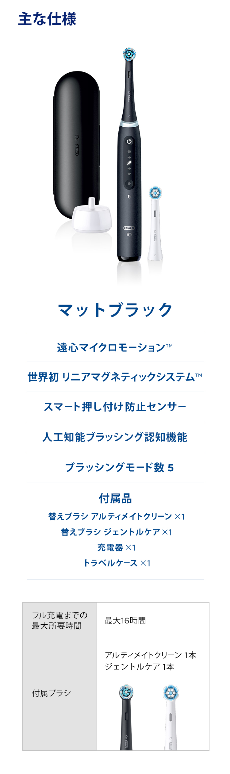電動歯ブラシ ブラウンオーラルB 公式 | iO5（マットブラック / 黒