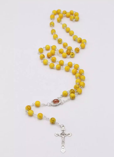 Yellow Rosary beads Necklace Jerusalem box gift souvenir Holy Land