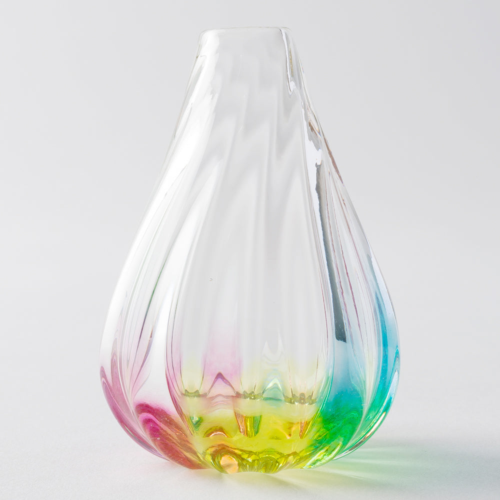 ガラス作家 竹田舞由子 一輪挿し(しずく型S)「にじ光」 ¥4,400 大人の