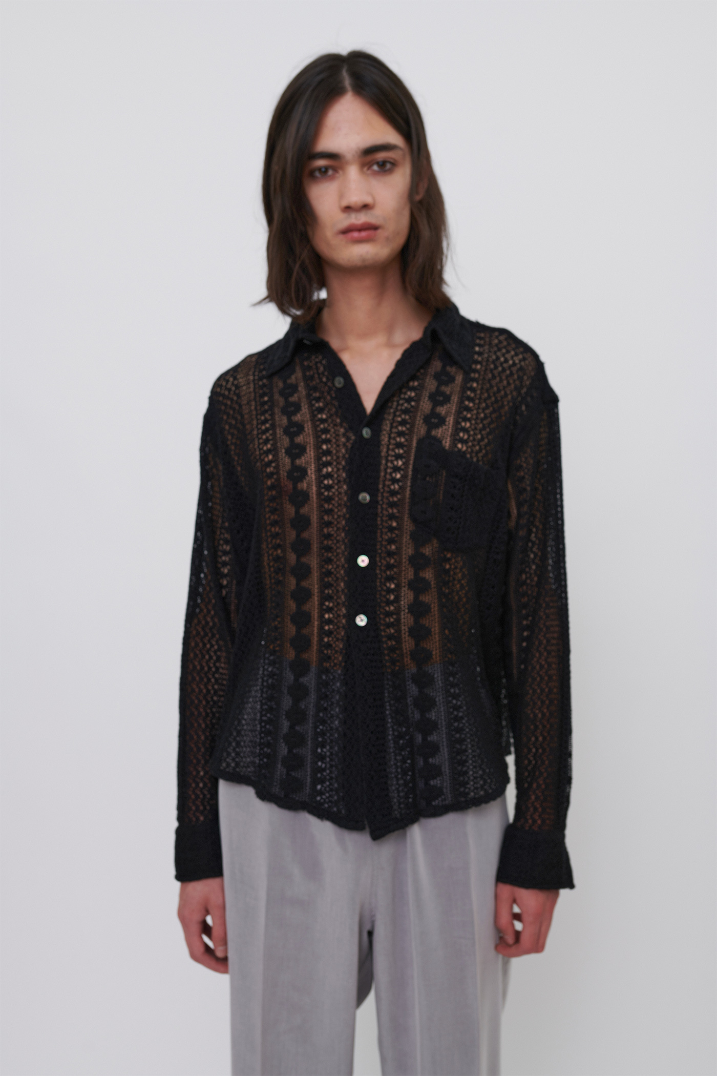 Our Legacy - Coco Shirt Black Cotton Crochet | Our Legacy